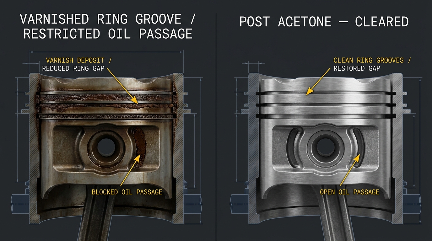 Engine Cylinder and Piston Carbon Buildup Diagram